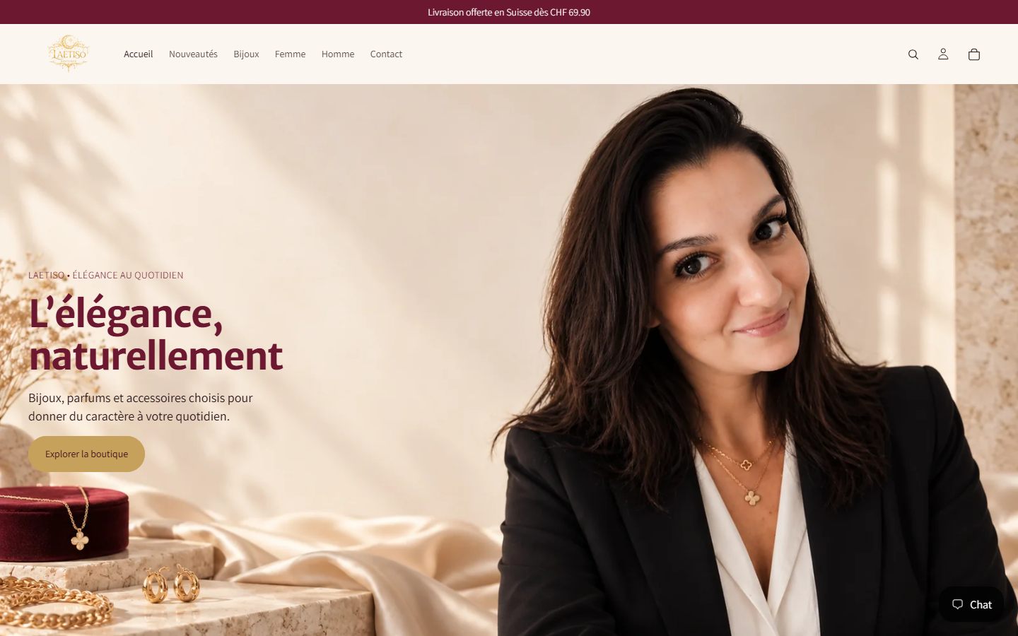 Laetiso Boutique — page d'accueil